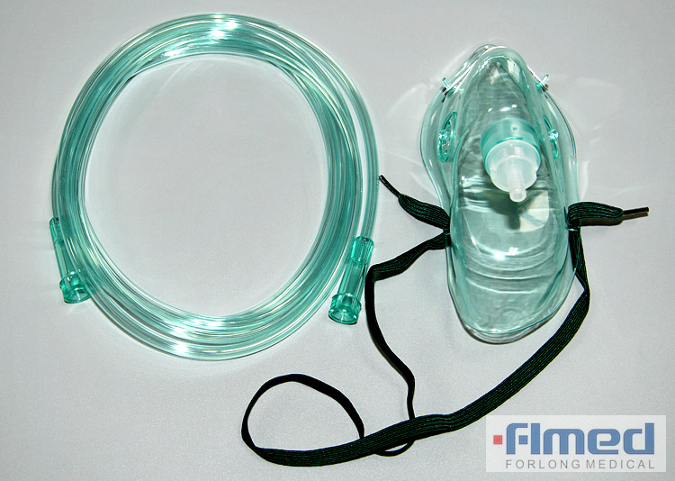 Máscara médica desechable de oxígeno con tubos para adultos y pediátricos